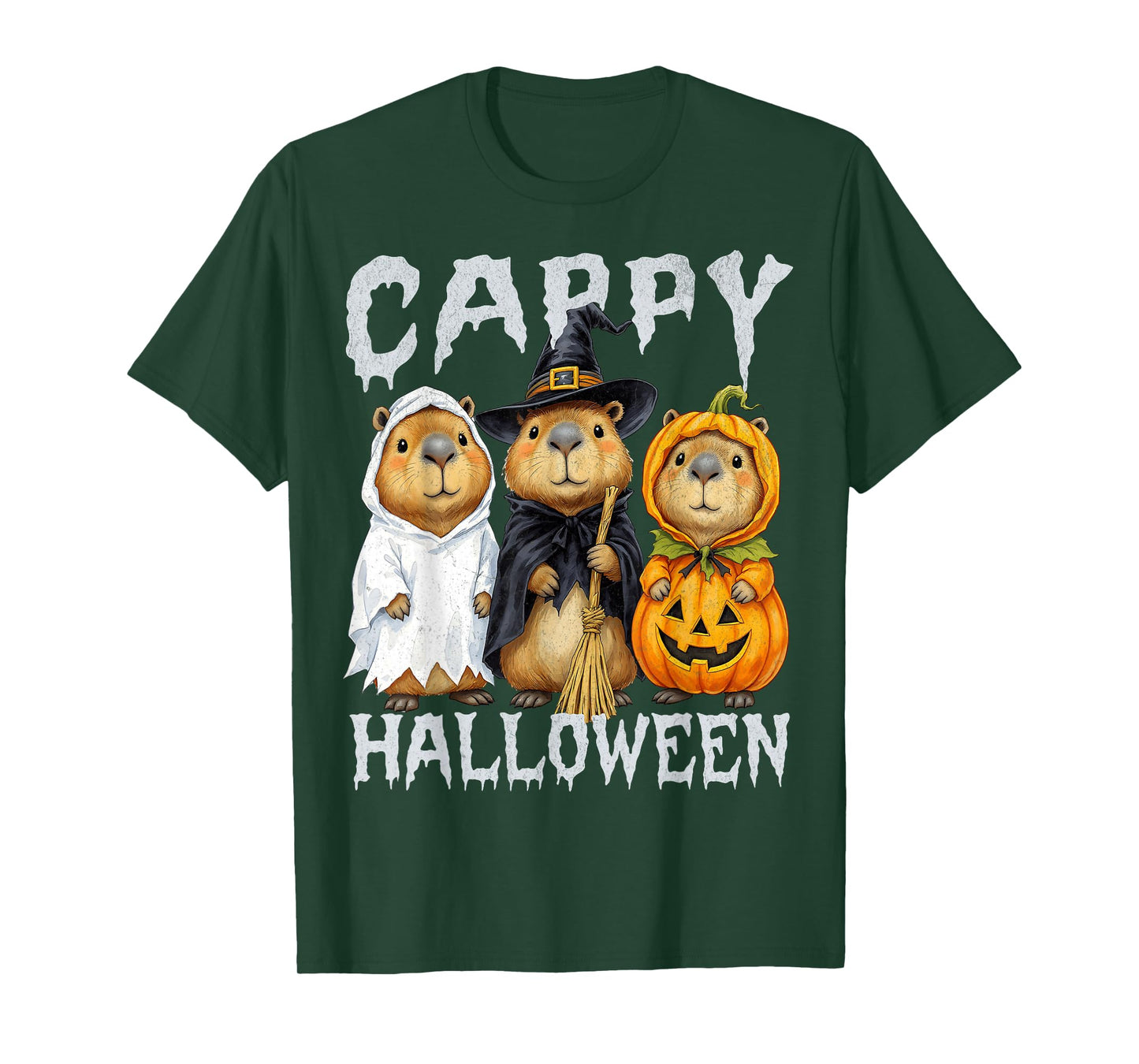 Cappy Halloween Funny Capybara Ghost Witch Pumpkin Spooky T-Shirt