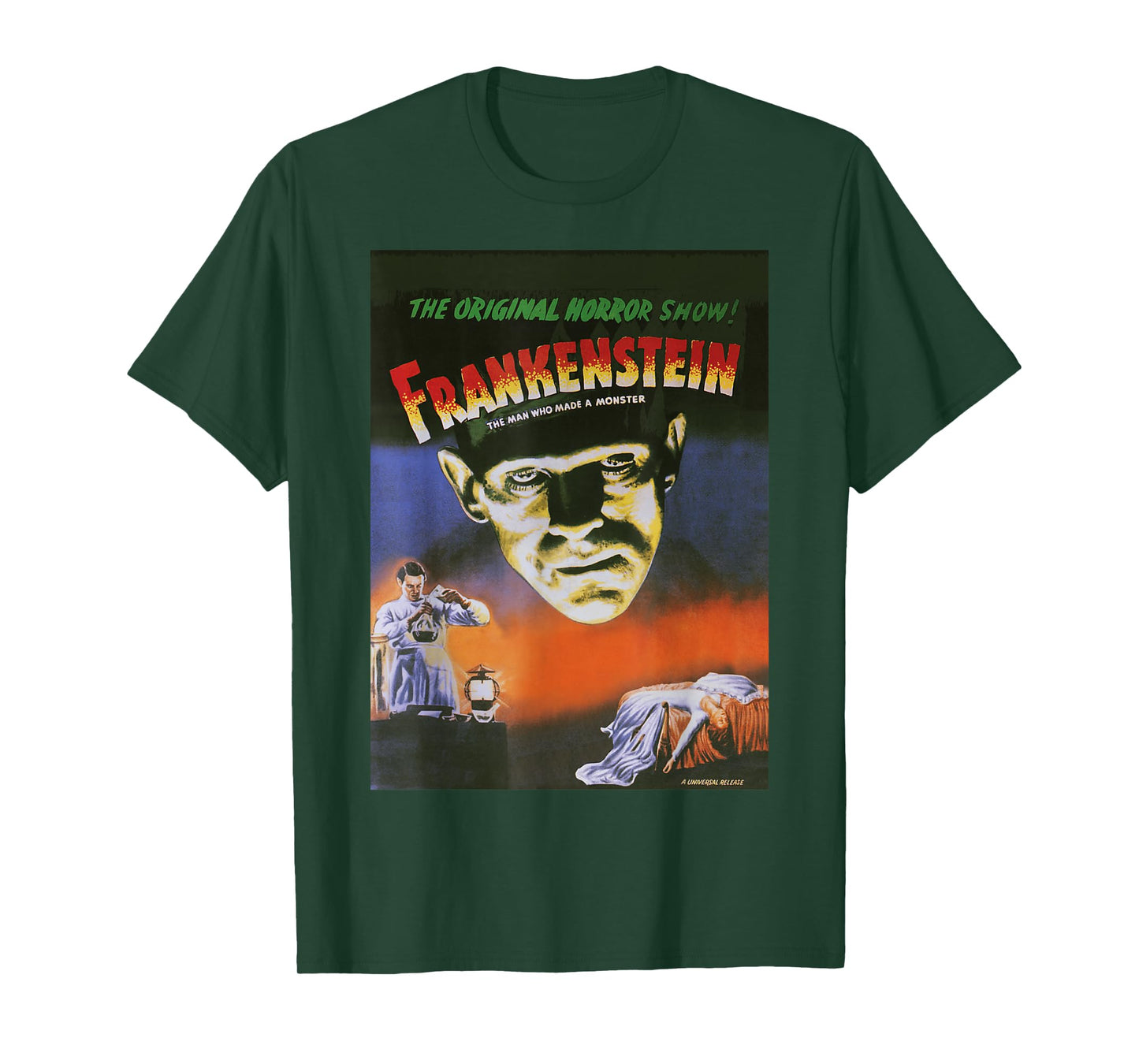 Universal Monsters Distressed Frankenstein Movie Poster T-Shirt Small