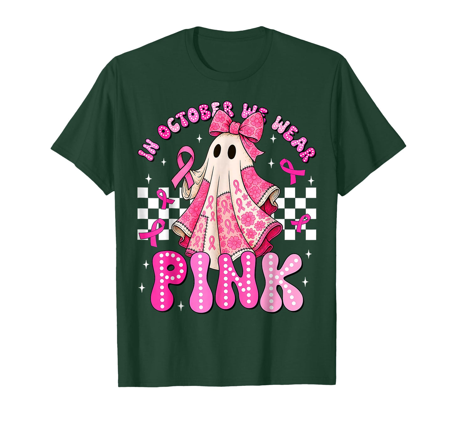 Breast Cancer Women Halloween in October We Wear Pink T-Shirt