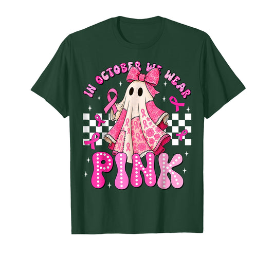 Breast Cancer Women Halloween in October We Wear Pink T-Shirt