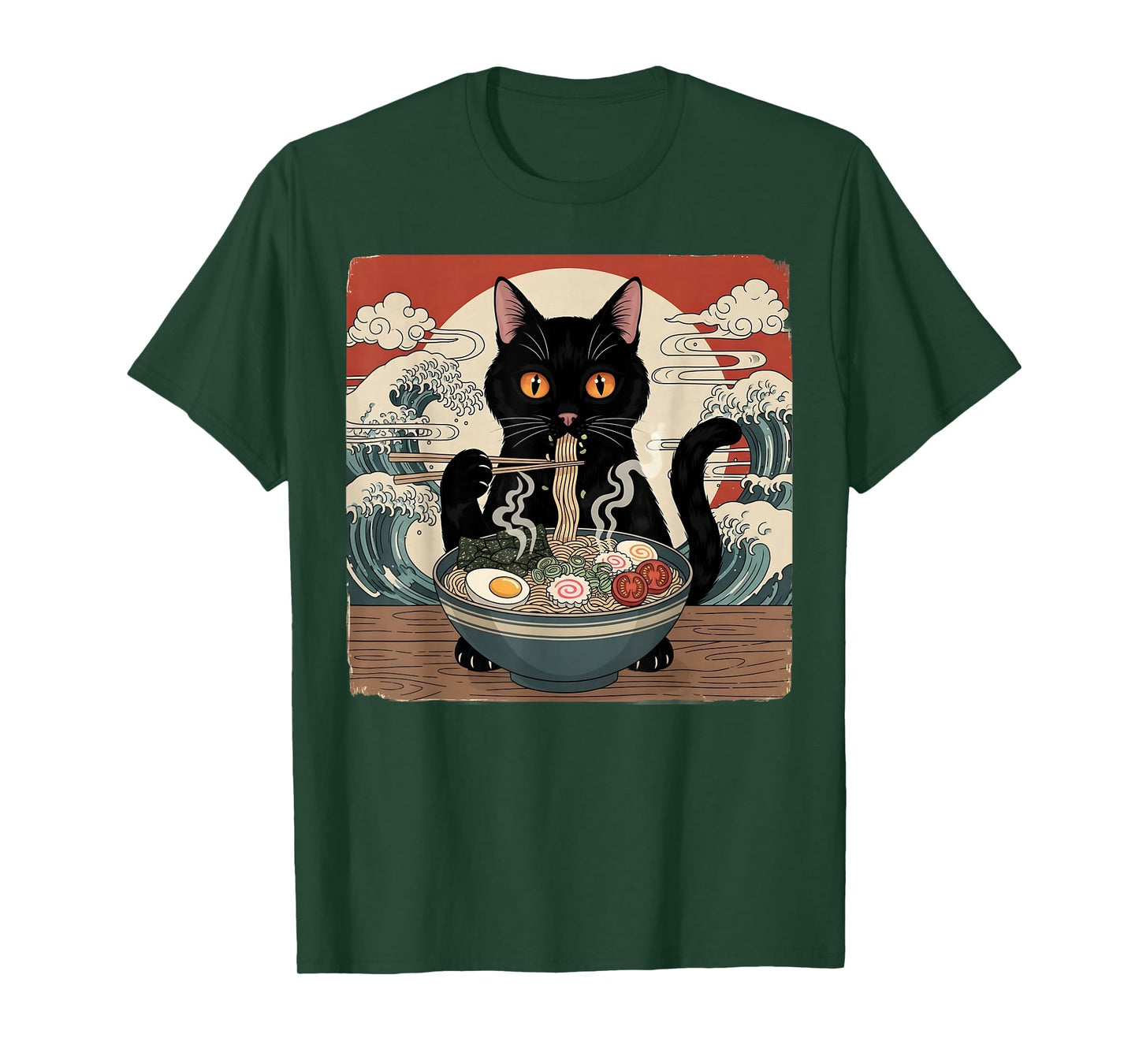 Kawaii Ramen Cat Anime Japanese Noodles Food Wave Art Lover T-Shirt