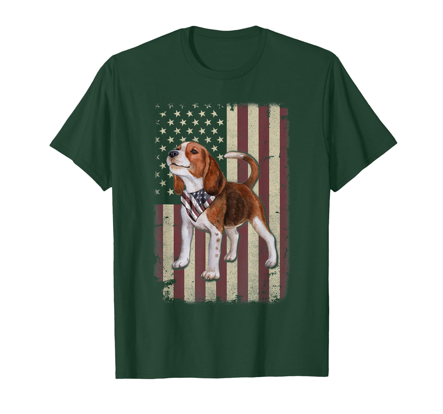 Beagle American Flag Bandana Patriotic 4th of July Tshirt T-Shirt