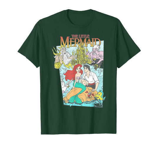 Disney The Little Mermaid Vintage Retro Movie Cover Graphic T-Shirt