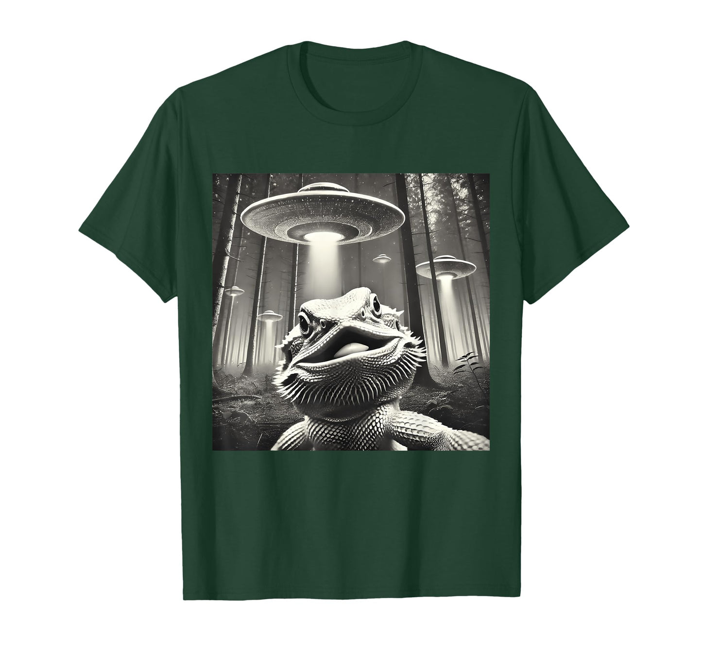 Funny Bearded Dragon Selfie UFOs Alien T-Shirt