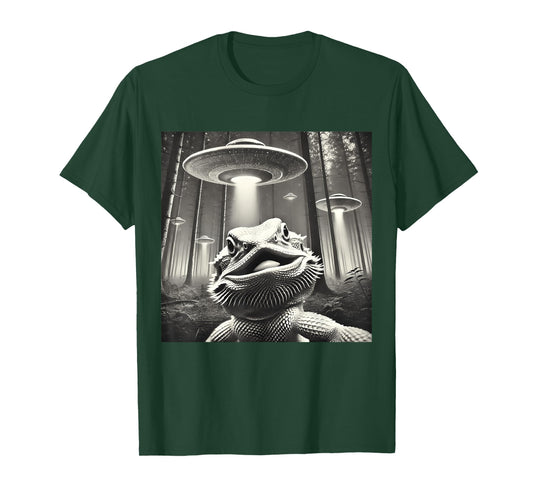 Funny Bearded Dragon Selfie UFOs Alien T-Shirt