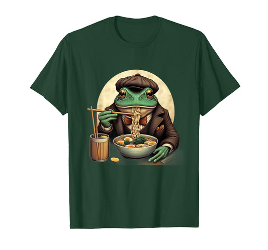 Kawaii Artwork Co Japanese Frog Eating Ramen Kawaii Neko Japanese Noodles Anime Lovers Unisex-Youth T-Shirt