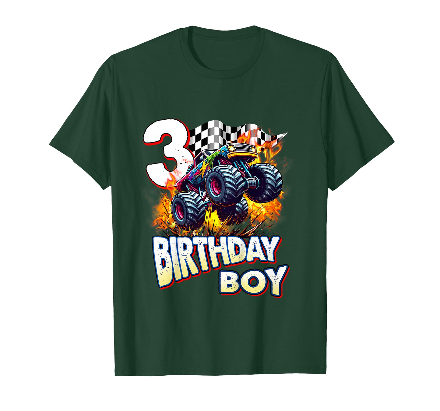 Kids Birthday Monster Truck 3 Year Old Boys 3rd Party Born 2022 T-Shirt