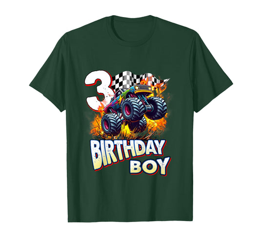 Kids Birthday Monster Truck 3 Year Old Boys 3rd Party Born 2022 T-Shirt