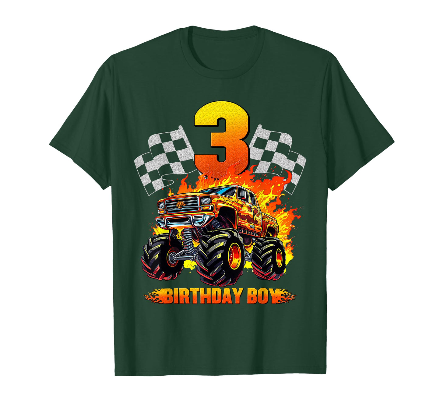 3 Year Old Birthday Monster Truck 3rd Birthday Boy Kids T-Shirt