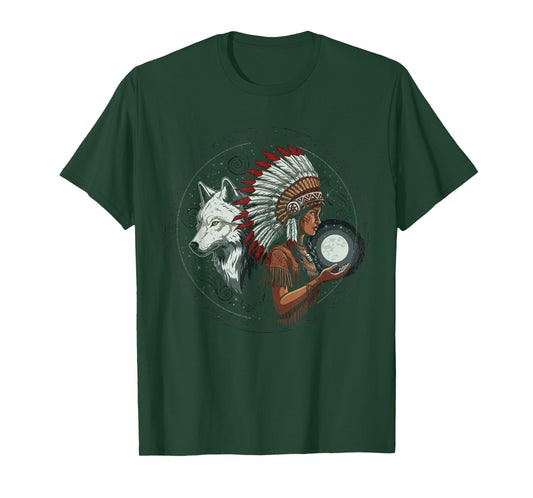 Native Indian American Day Pride Tribal Wolf American Native T-Shirt