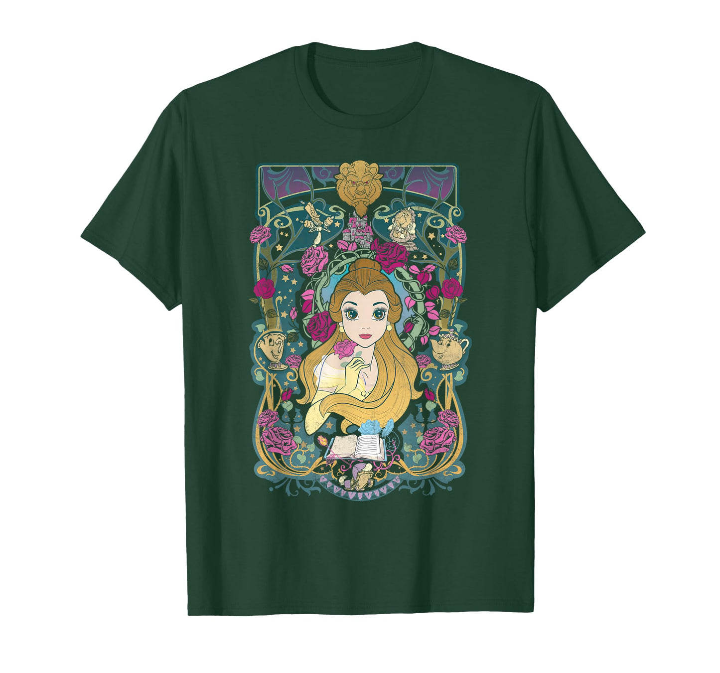 Disney Beauty and The Beast Belle Surrounded Graphic T-Shirt T-Shirt