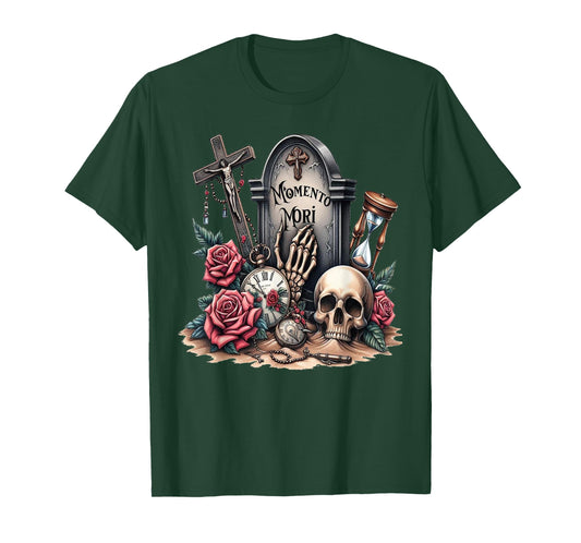 Memento Mori Catholic Crucifix Traditional Latin Mass Skull T-Shirt