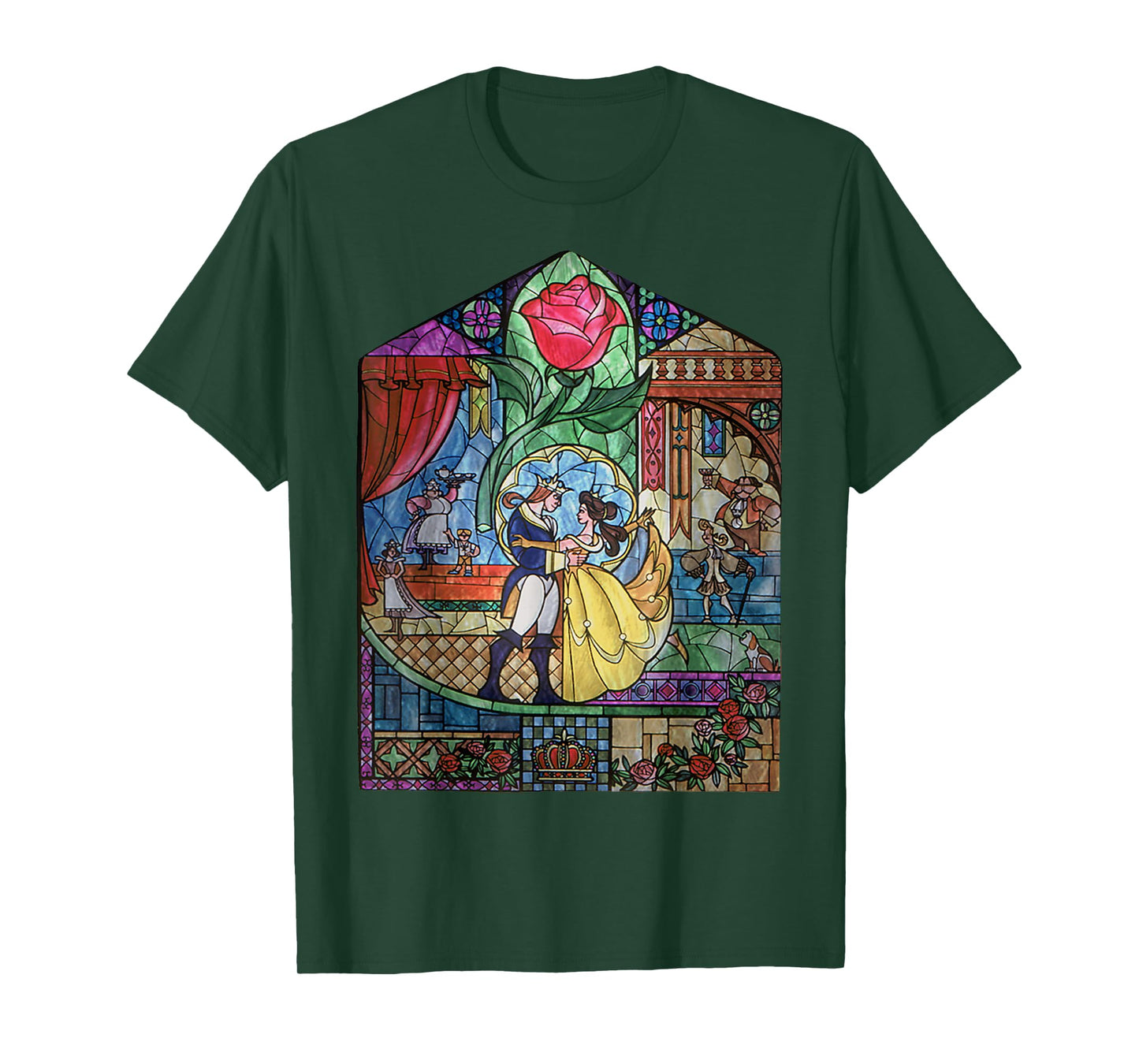 Disney Beauty and the Beast Enchanted Stained Glass Window T-Shirt