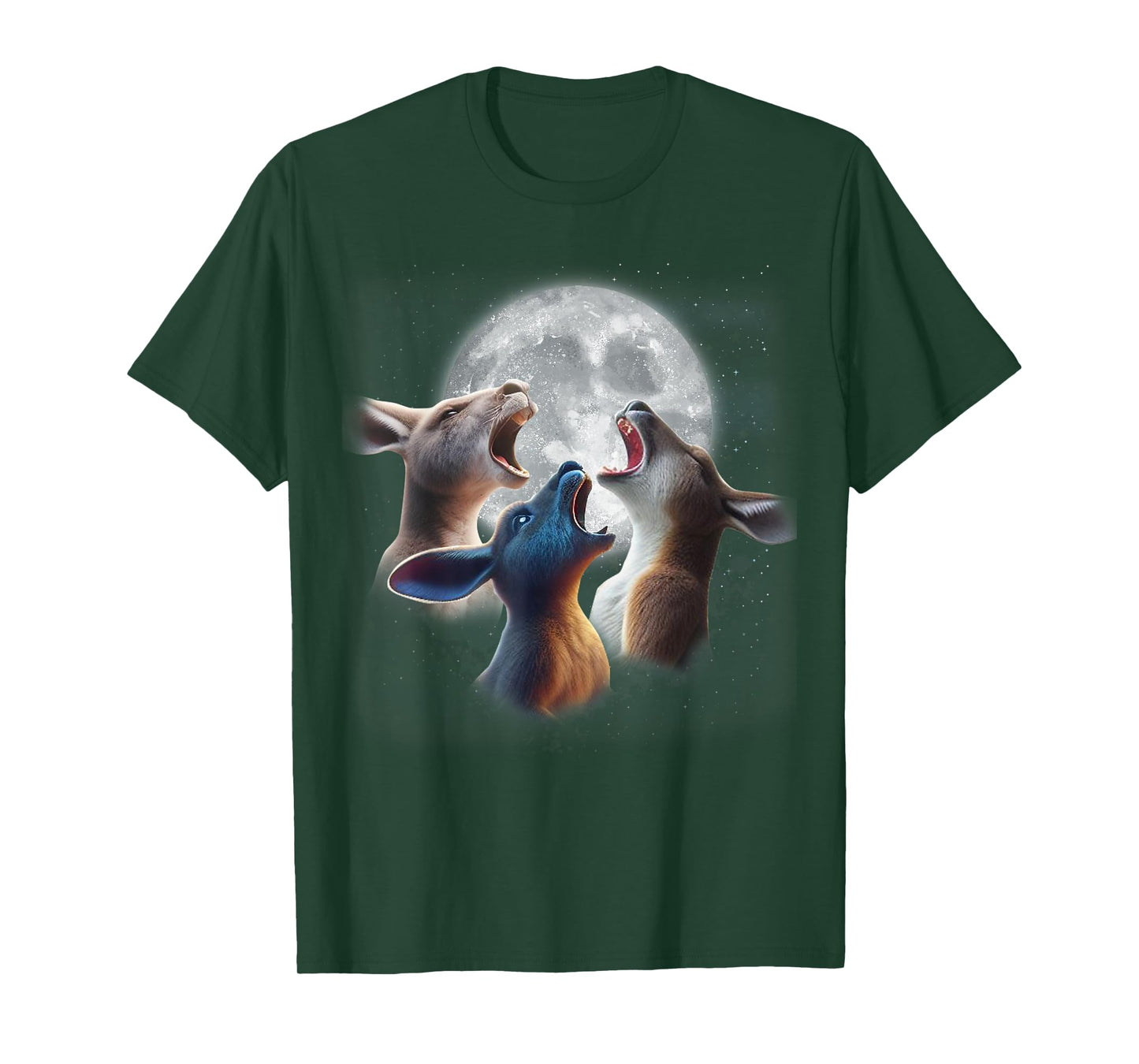3 Kangaroos Howling At The Moon Funny Australian Kangaroo T-Shirt