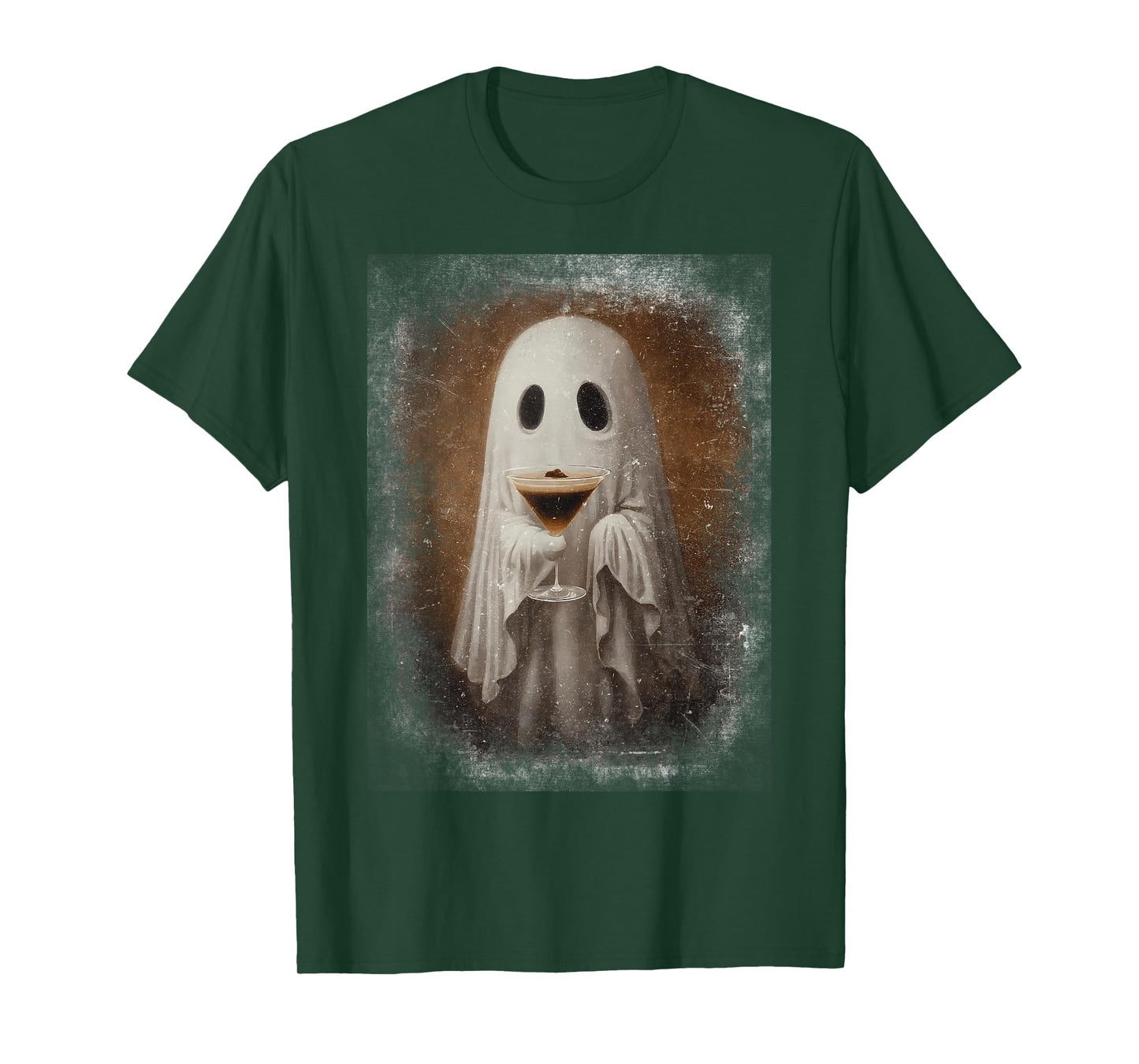 Ghost Drinking Espresso Martini Halloween Spooky Autumn Fall T-Shirt