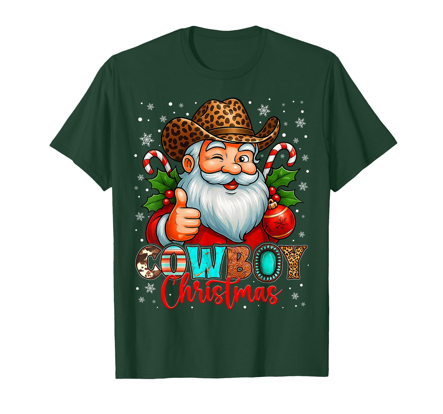 Cowboy Christmas Santa Pajamas Xmas Men Boy Kids Outfit Gift T-Shirt