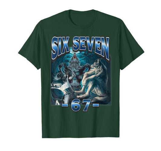 67 Alpha Wolf Meme Funny Six Seven Humor T-Shirt