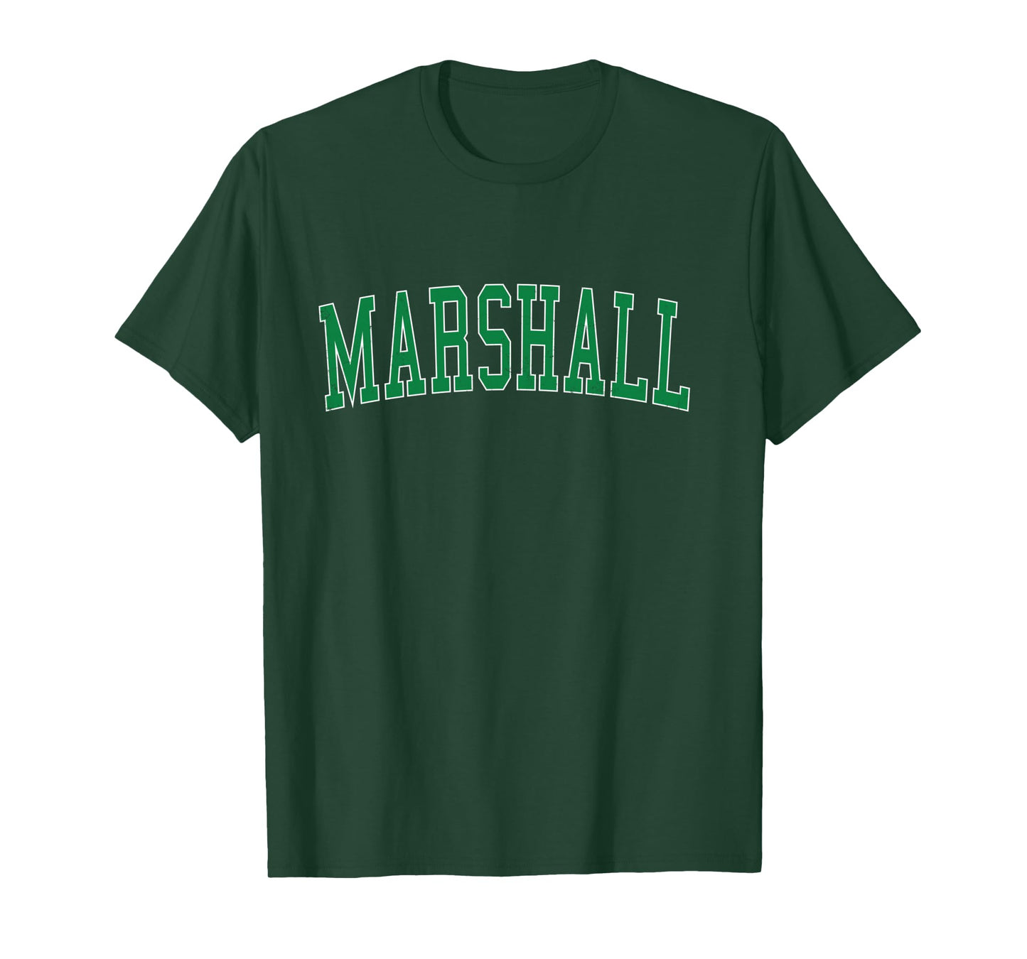 Vintage Marshall TX Distressed Green Varsity Style Long Sleeve T-Shirt