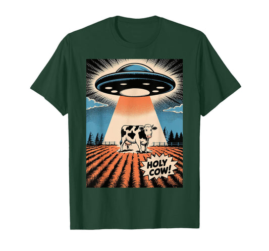 Holy Cow Funny Retro UFO Abduction T-Shirt