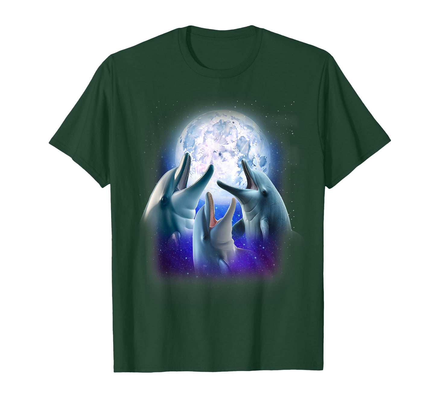 3 Dolphins Howling At The Moon Funny Dolphin Lover Aquarist T-Shirt