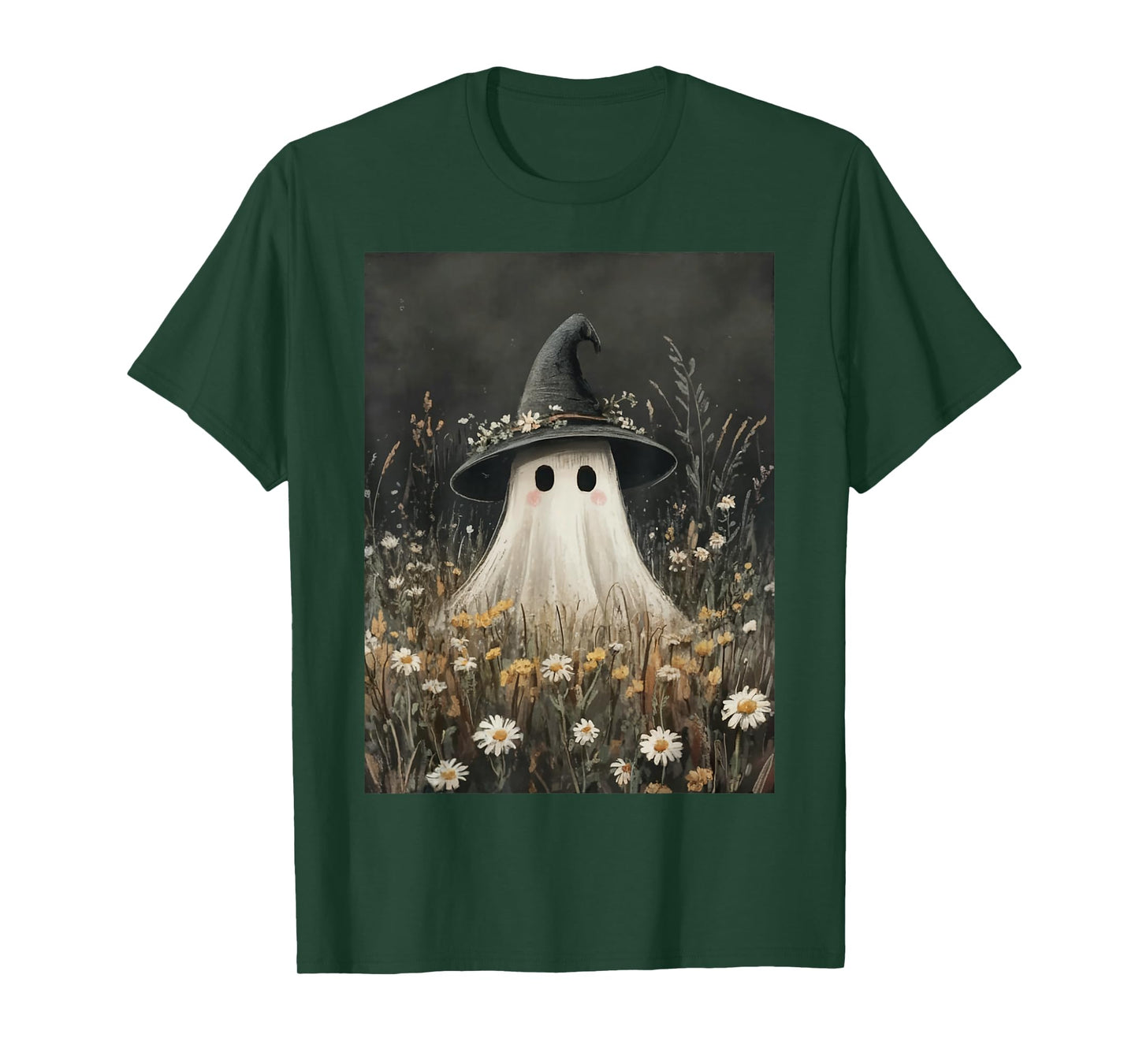Witch Ghost in The Flower Forest Halloween Spooky Season T-Shirt