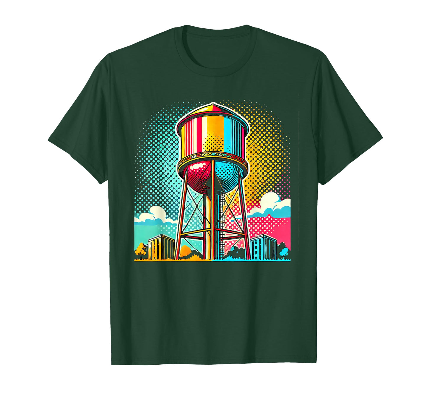 Pop Art Water Tower Colorful Urban Design T-Shirt