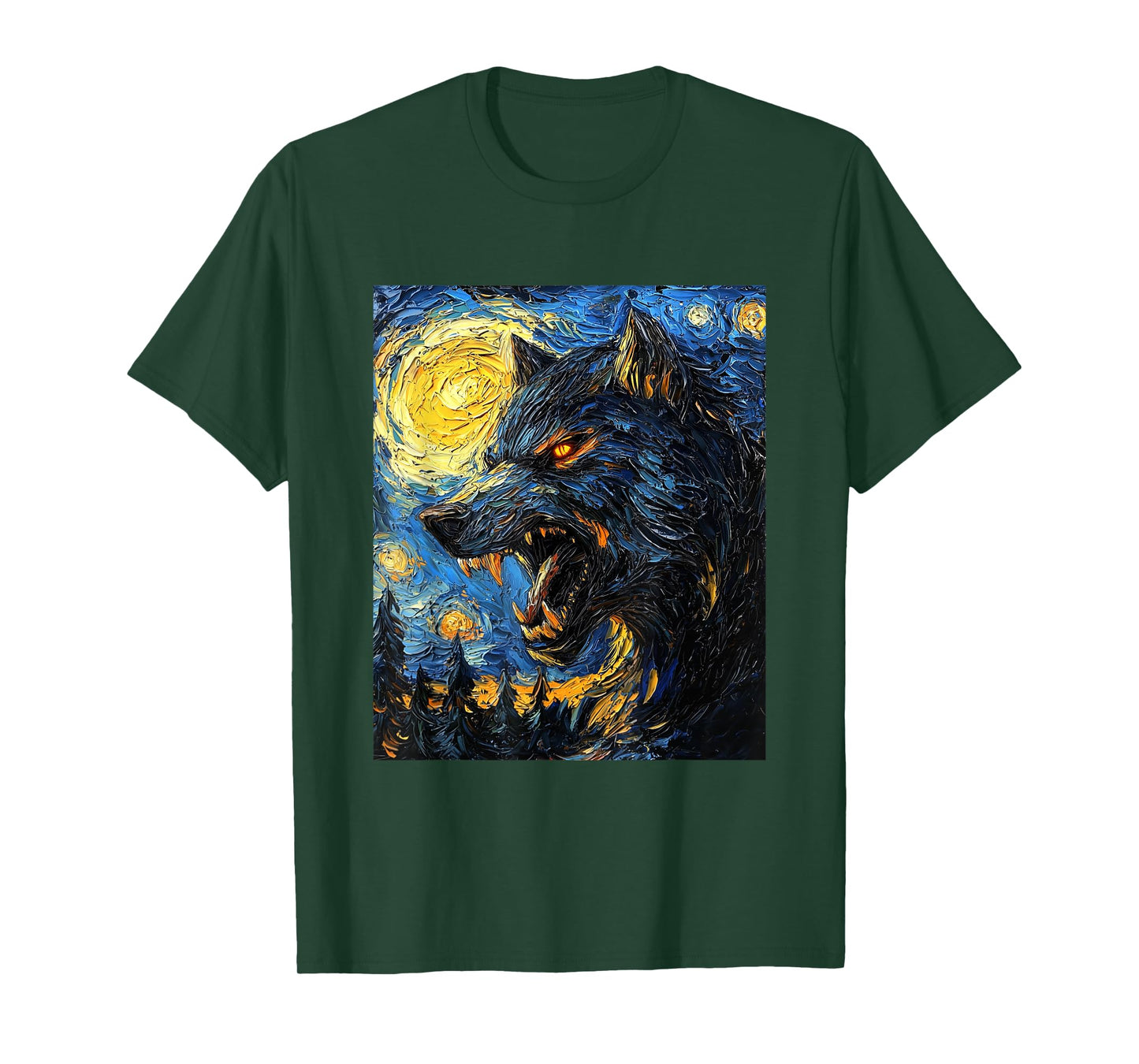 Werewolf Wolf Wolves - Van Gogh Style – Starry Night Graphic T-Shirt