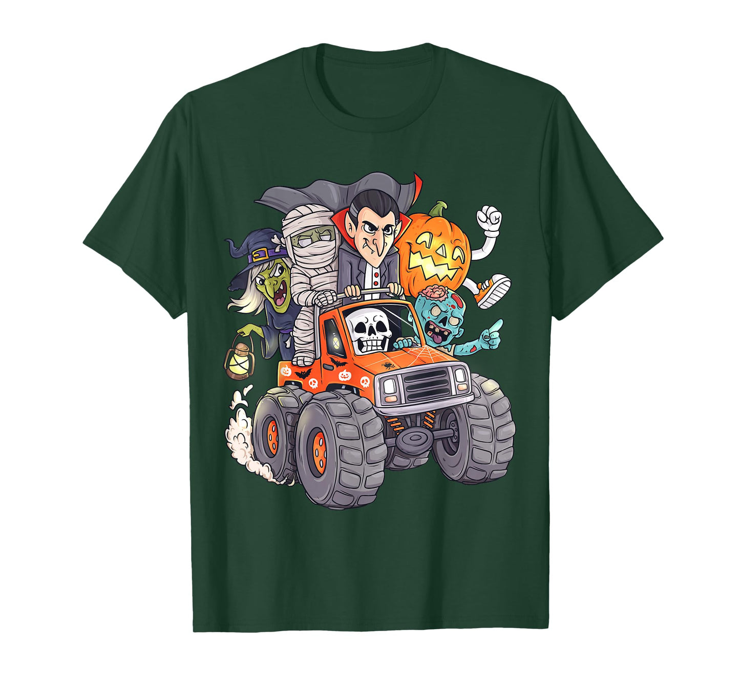 Halloween Skeleton Zombie Monster Truck Vampire Boys Kids T-Shirt