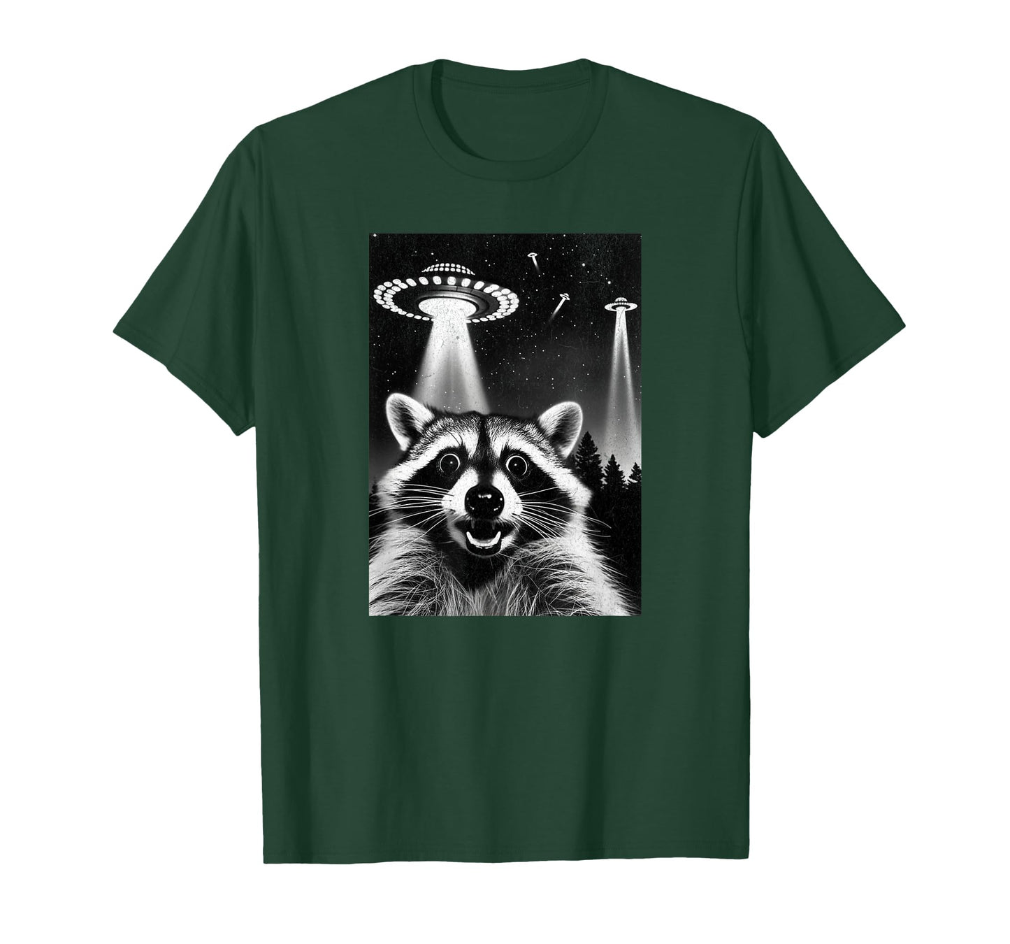 Raccoon UFO | Funny Invasion Meme Alien Raccoon UFO Selfie T-Shirt