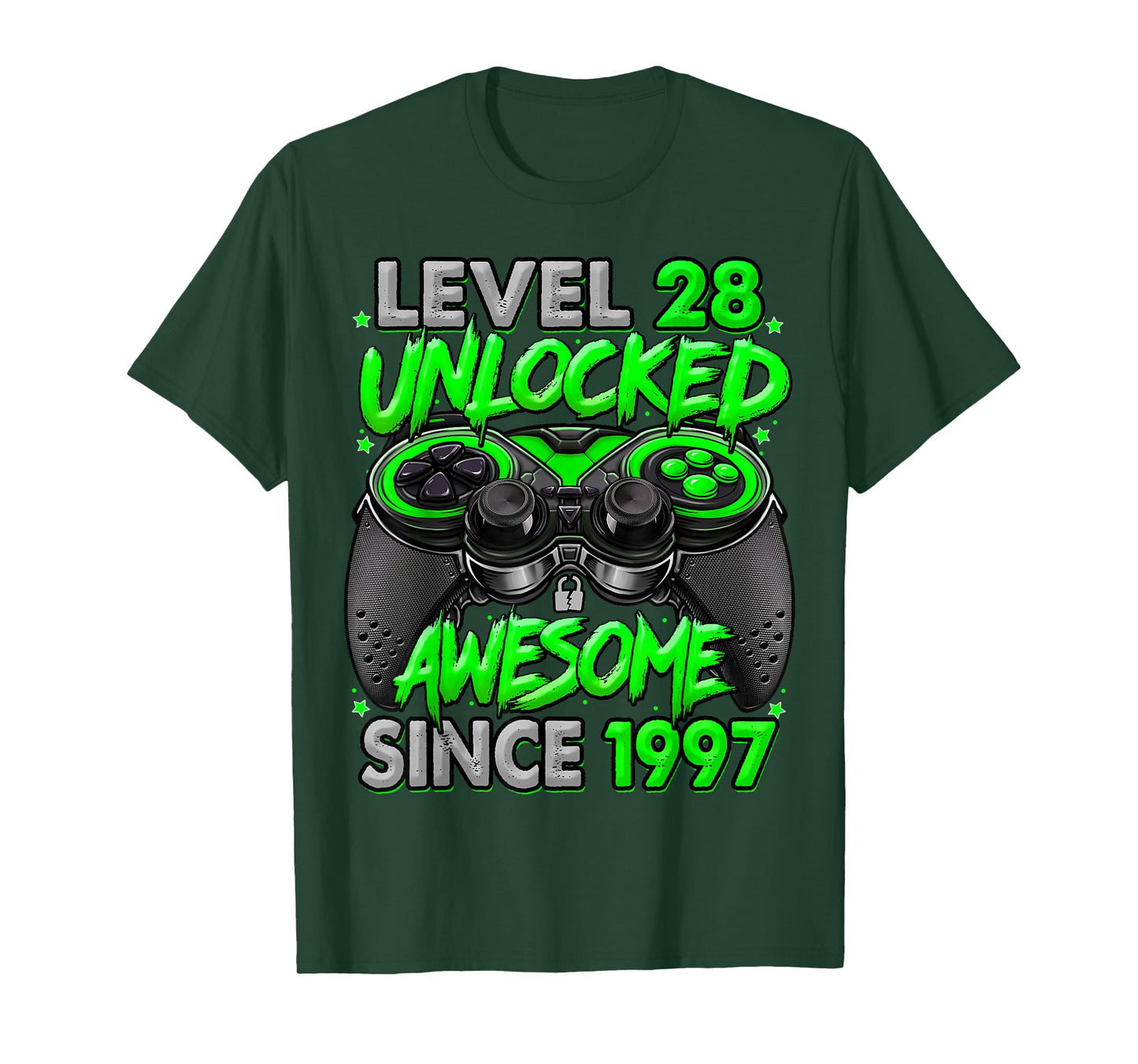 Level 28 Unlocked Awesome Since 1997 28th Birthday Gaming T-Shirt