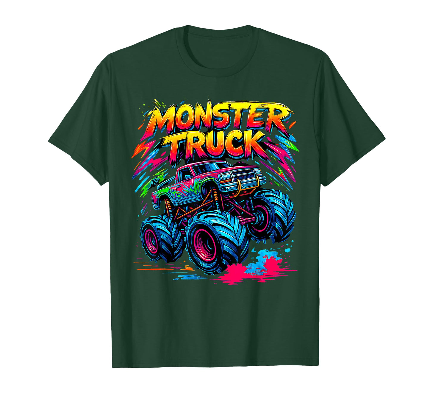 Monster Truck Retro Colorful Graffiti s Youth Adults T-Shirt