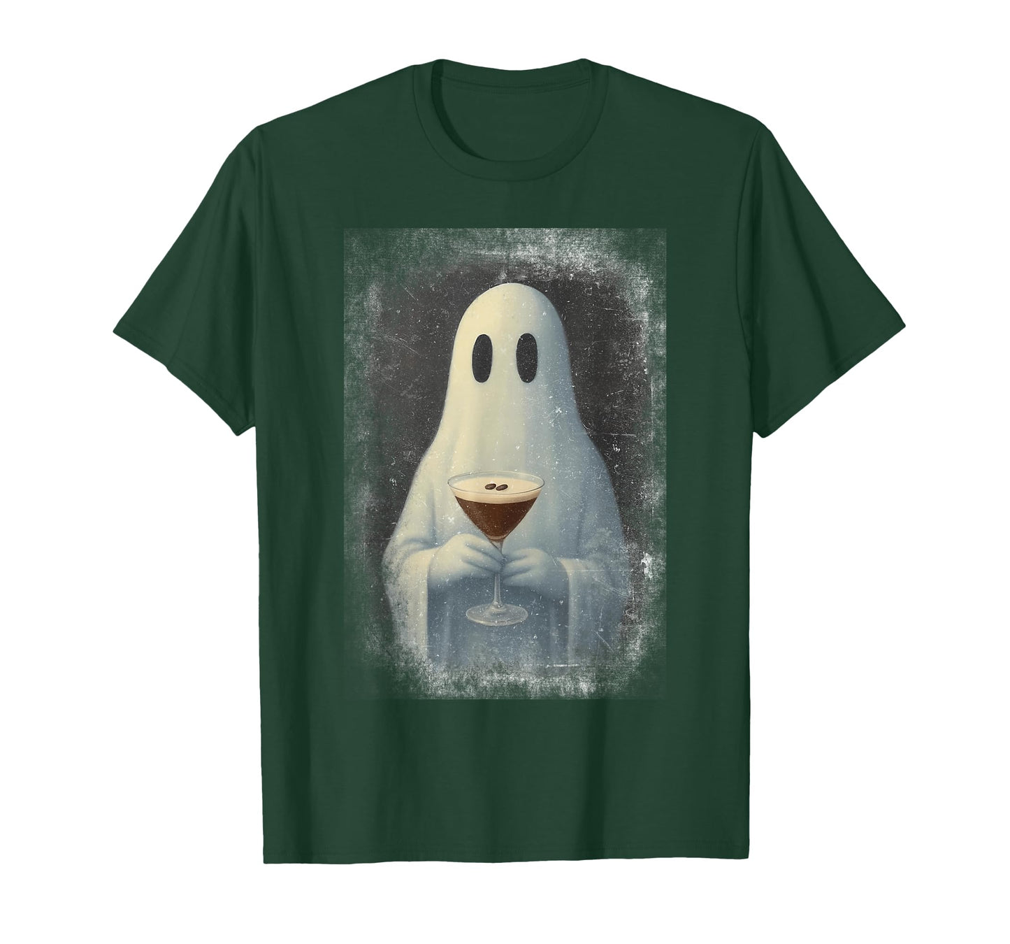 Ghost Drinking Espresso Martini Halloween Spooky Autumn Fall T-Shirt