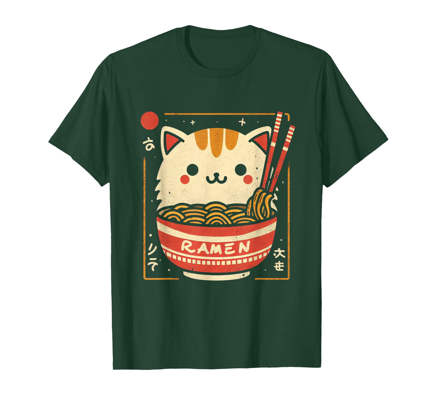 Ramen Cat Kawaii Neko Japanese Noodles Aesthetic Otaku Lover T-Shirt