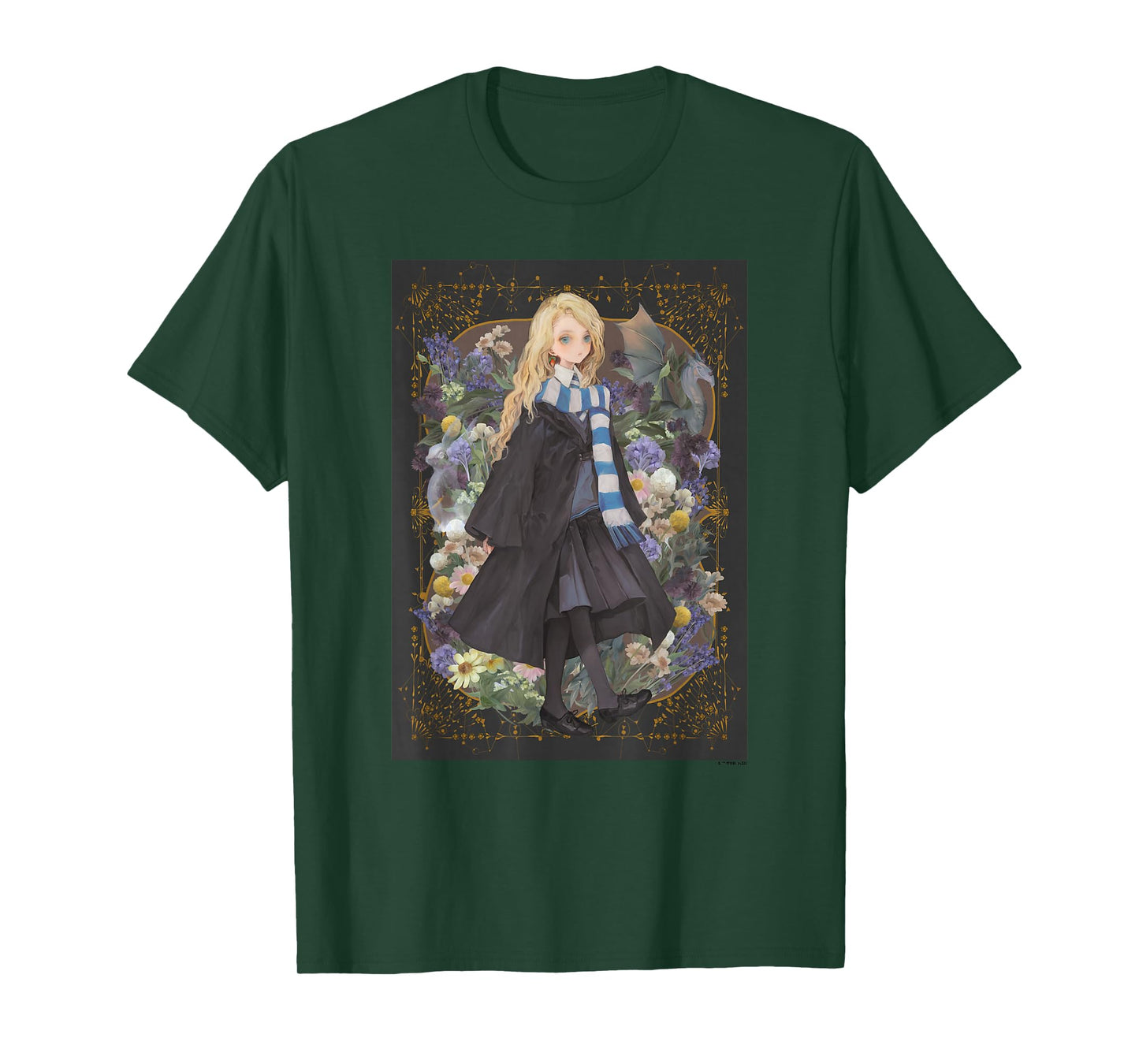 Harry Potter Deathly Hallows 2 Luna Lovegood Floral Portrait T-Shirt