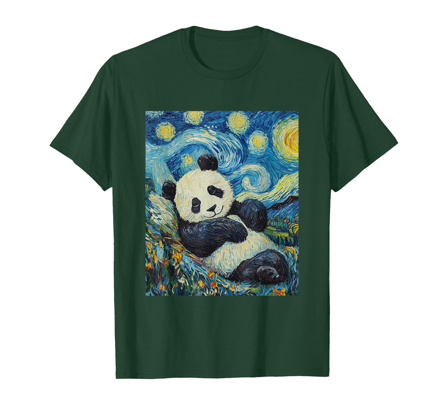 Cute Panda Bear - Van Gogh Style - Starry Night Graphic T-Shirt