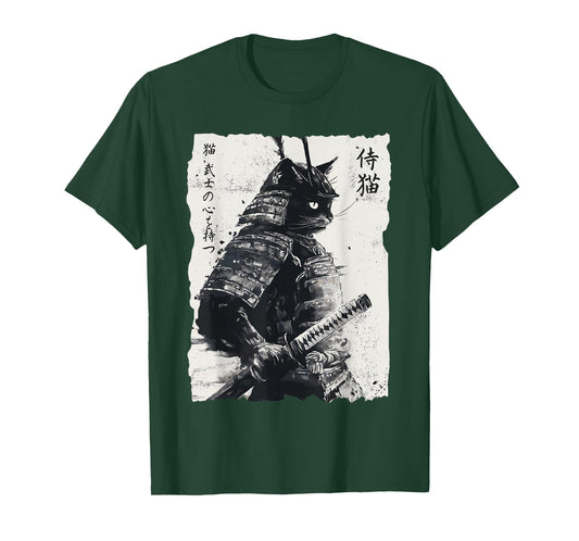 Samurai Cat, Vintage Japanese Warrior Art, Men, Women T-Shirt