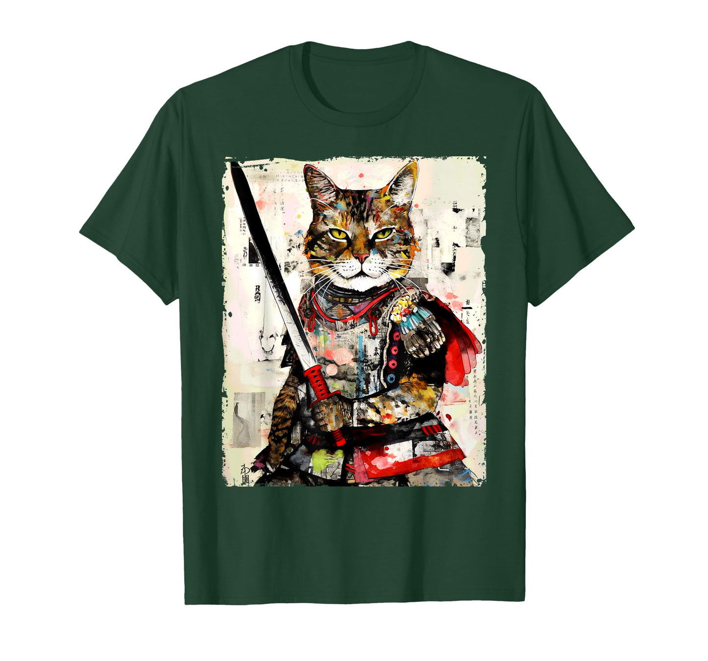 Vintage samurai cat tee Japanese ninja urban art graphic Men Women Girls Kids T-Shirt