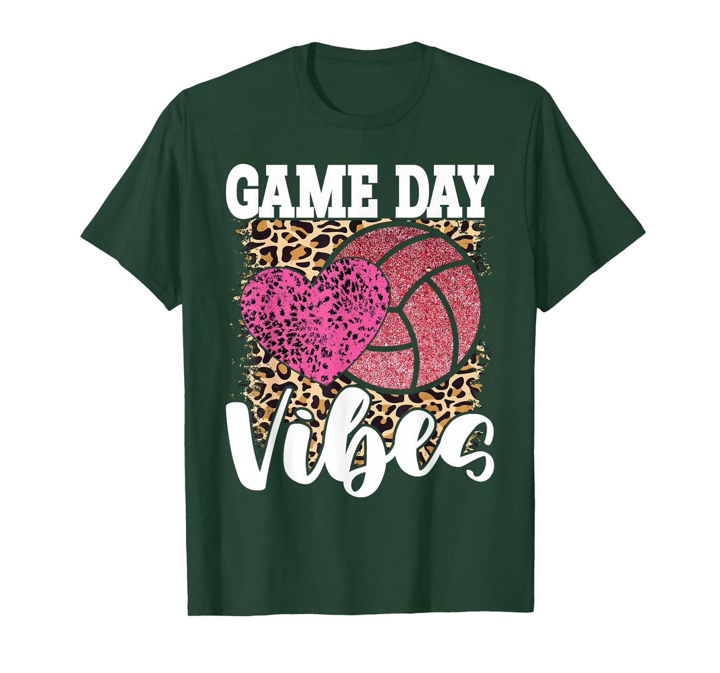 Game Day Volleyball Leopard Print Women Ladies Volleyball T-Shirt