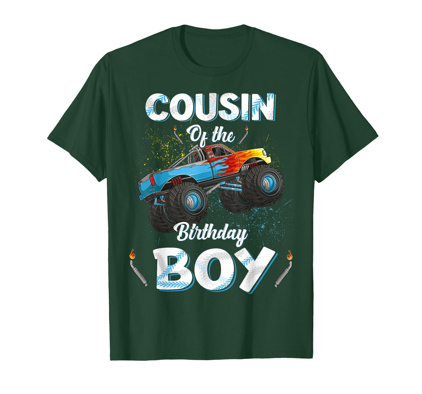 Cousin Of The Birthday Boy Monster Truck Bday Women Men Kids T-Shirt