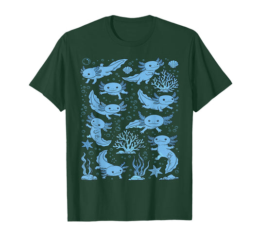 Kawaii Axolotl Underwater Sea Life Ocean T-Shirt