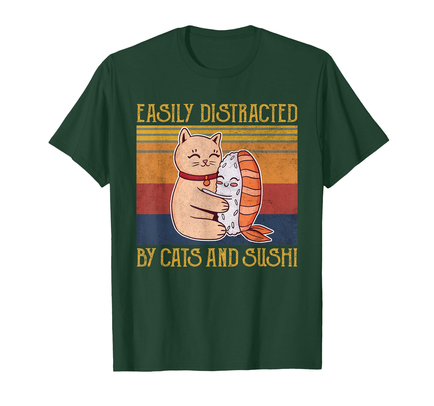 Cat Sushi Lover Gift Easily Distracted By Cats and Sushi T-Shirt