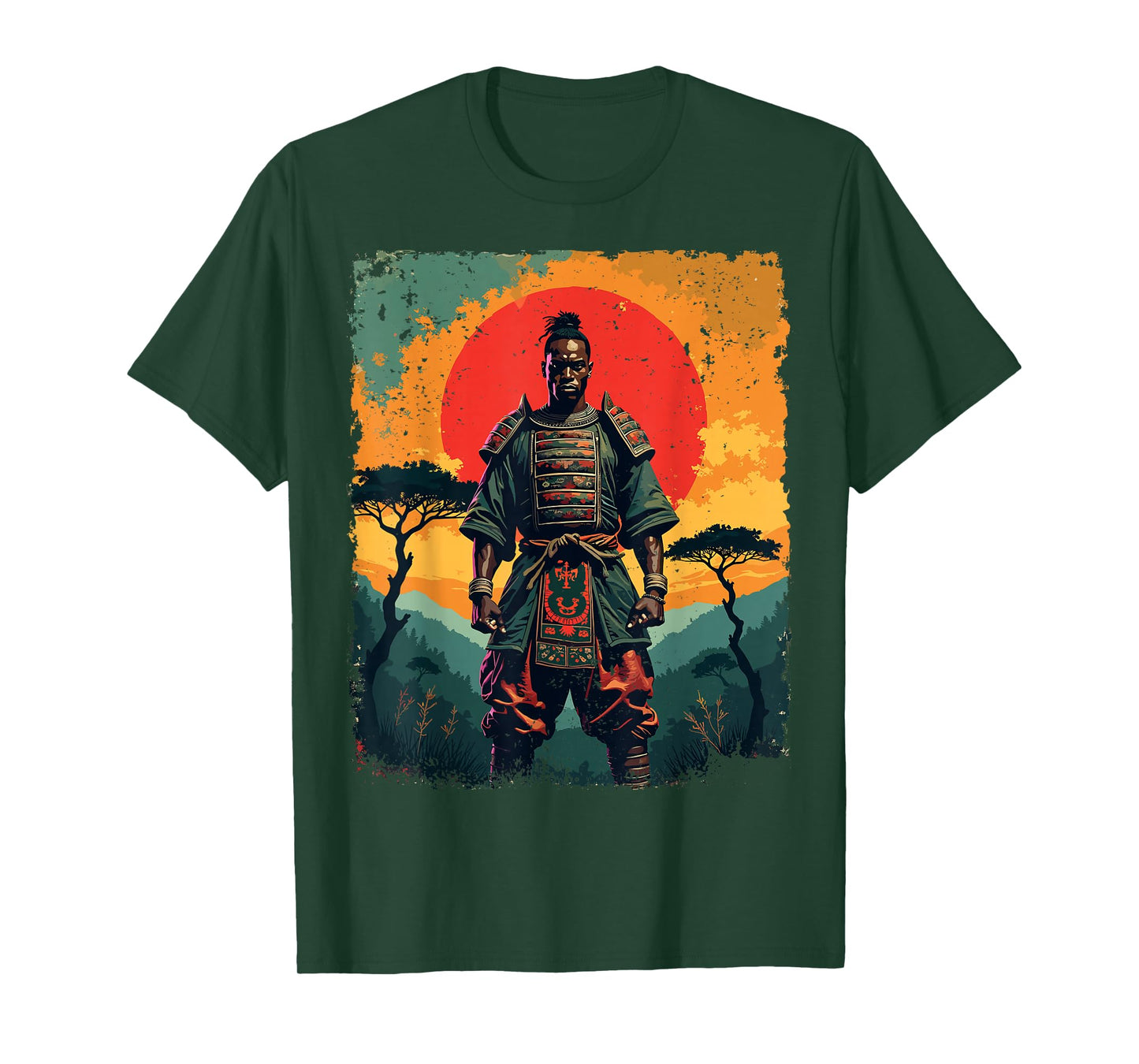 African Samurai Warrior Afro Vintage Artwork T-Shirt