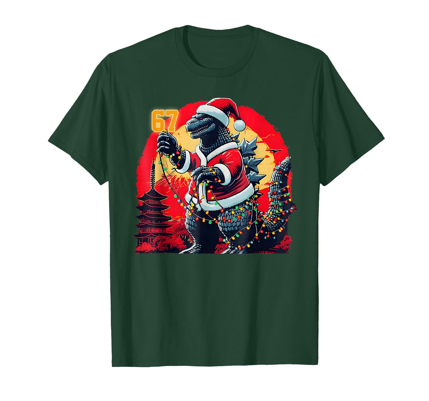Xmas Christmas Santazilla 67 Funny Holiday Monster Dinosaur T-Shirt