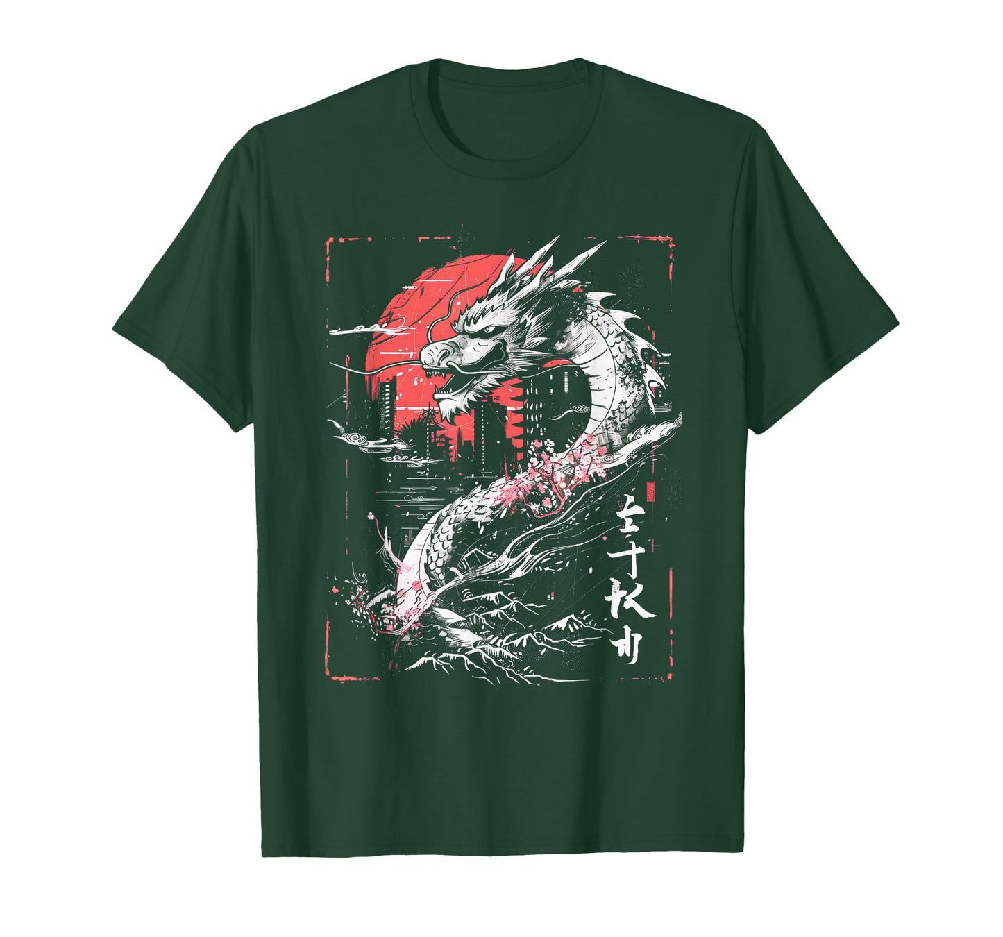 Anime Japanese Goth Cyberpunk City Dragon Art Mythology T-Shirt