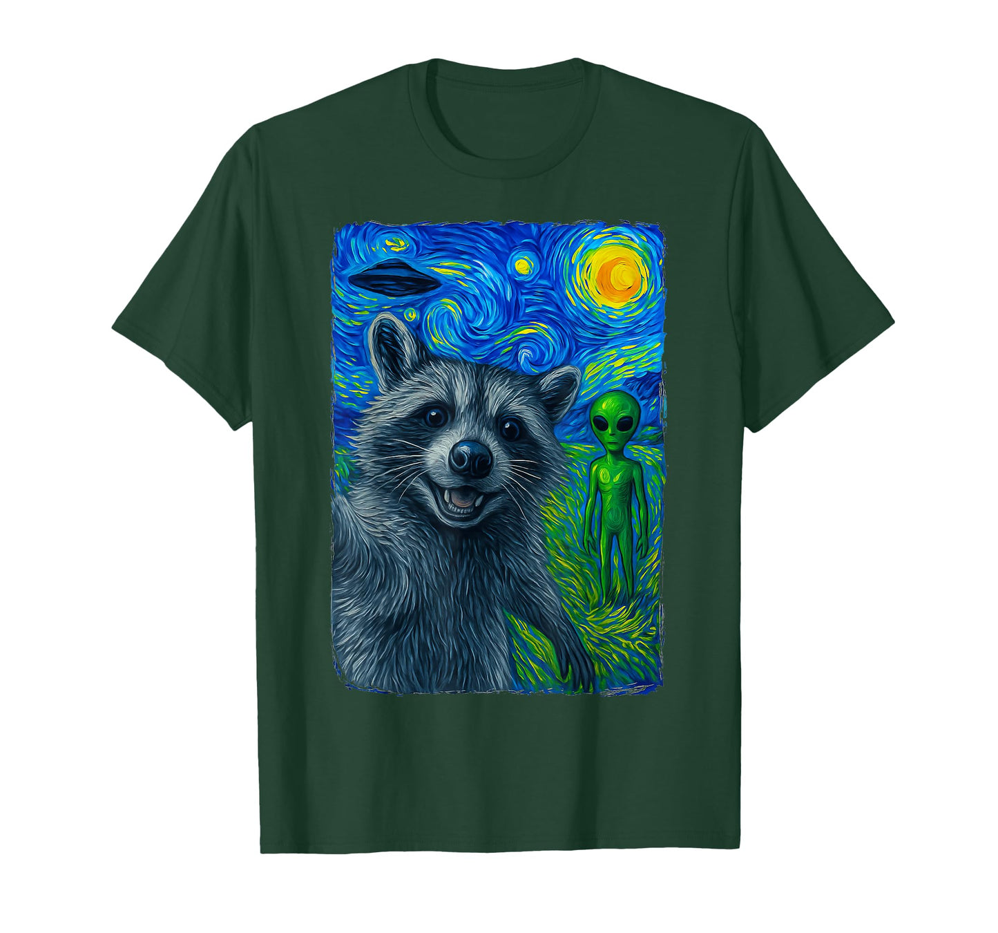 Raccoon Alien UFO Selfie T-Shirt