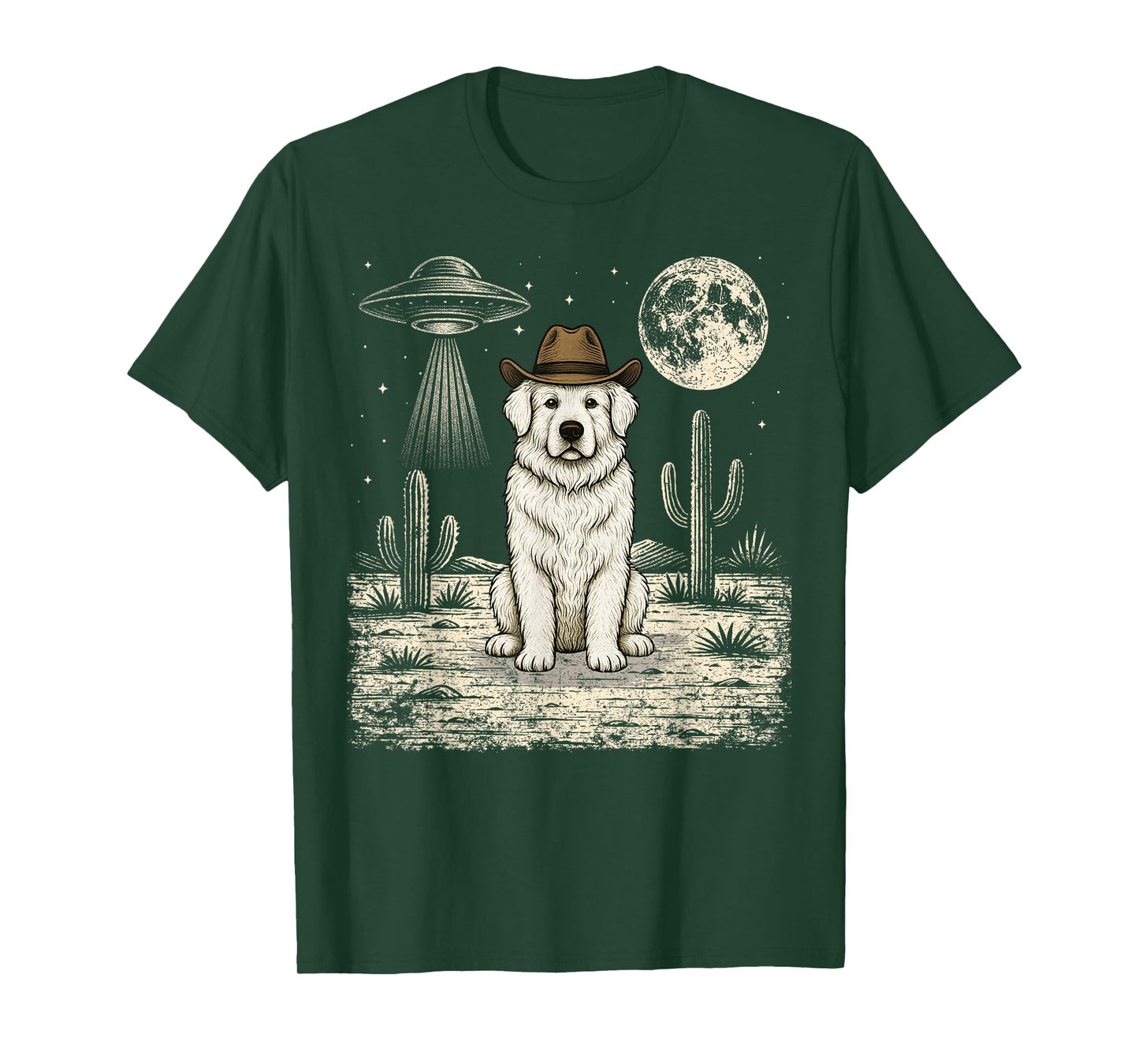 Funny Great Pyrenees Cowboy Western Dog UFO T-Shirt