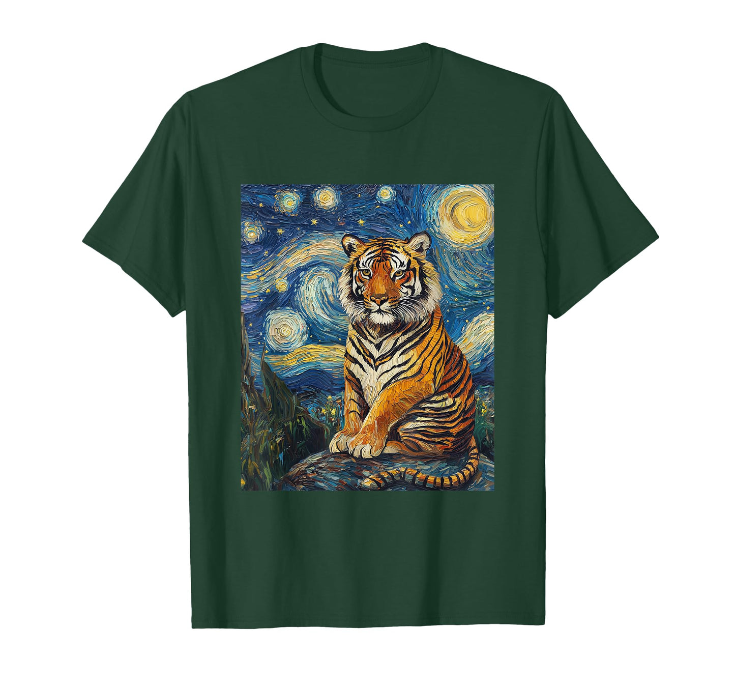Tiger - Van Gogh Style - Starry Night - Art Funny Graphic T-Shirt