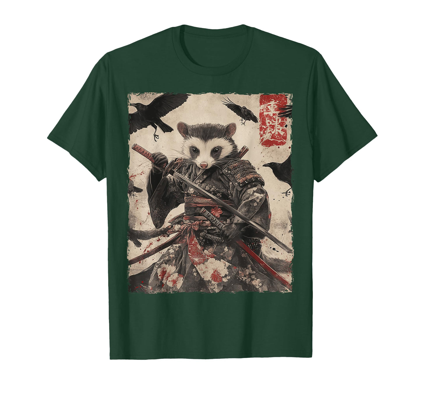 Opossum Possum Samurai Graphic Japanese Warrior Anime T-Shirt
