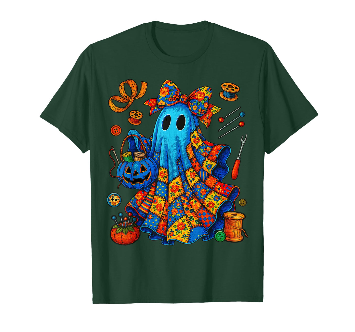 Halloween Boo Ghost Patchwork Quilter Quilting Sewing Womens T-Shirt