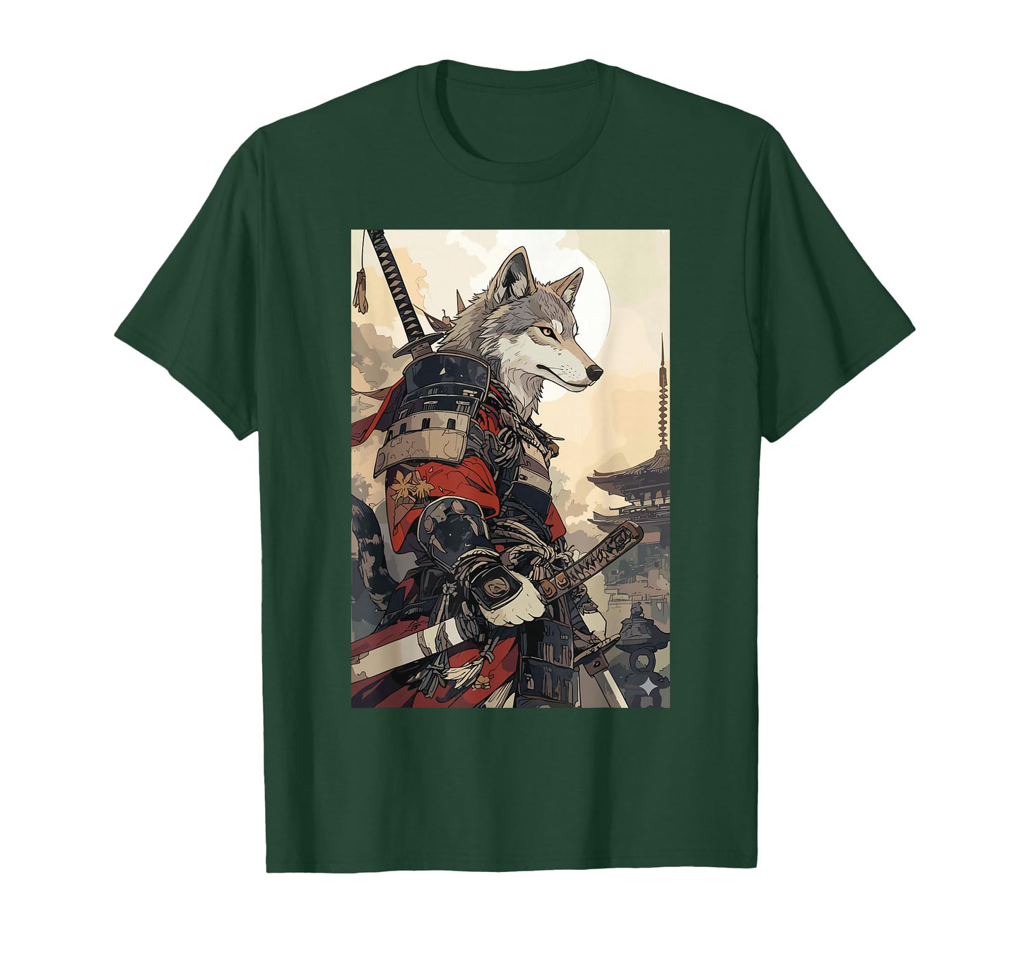 Samurai Wolf Shirts for Women Men Vintage Graphic Japanese T-Shirt